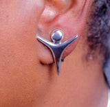Silver initial clip on earrings letter S or J cursive  Spirit of women marching gift for her handmade cute simple quick ship available