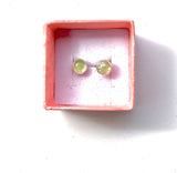 Aquamarine Sterling Silver Stud Earrings: Lime Cream Green, March Birthstone
