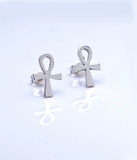 Large Sterling Silver Ankh Stud Earrings: Handmade Egyptian Jewelry