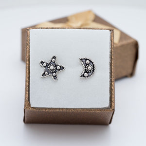 Star Moon earrings, Celestial Gift