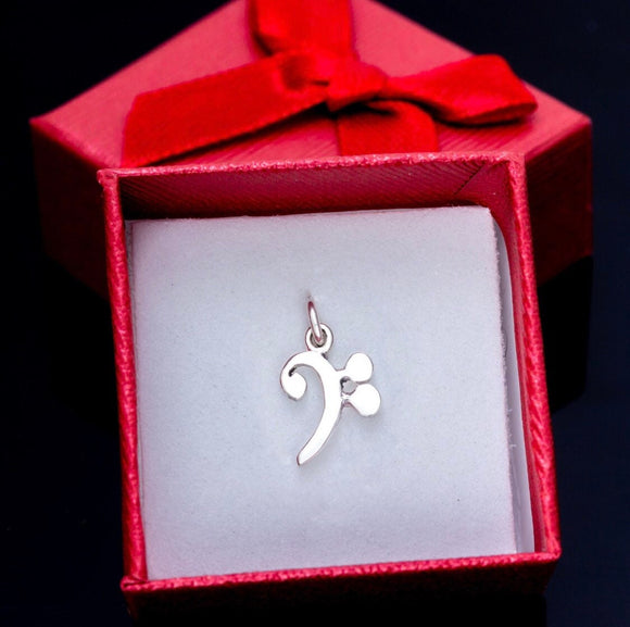 Music symbol charm, Bass clef, dainty music jewelry, Jazz bass gift