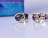 Labradorite earrings, sterling silver studs