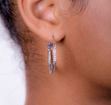 Double strand hoop earrings, Silver Hoop earrings, Earrings with lever back closure
