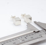 Sterling Silver Cube Earrings: Geometric Minimalist Jewelry