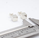 Cool square cube earrings, sterling silver post, cube represents the truth