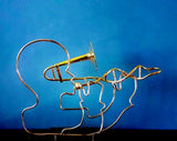 Tabletop Trombone art sculpture, Musician with science inspired DNA instrument combo in New Orleans stye for handmade home or office gift