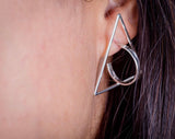 Modern Earring, geometric jacket post earrings, Artsy gift for her