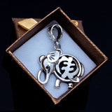 Silver Necklace, Elephant pendant, with Gye Nyame, adinkra symbol meanings, God First, Ganesha buddhist gift afrocentric ancestors