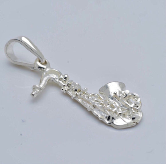 Saxophonist gift, Sterling silver saxophone necklace
