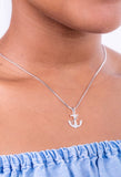 Silver Helm necklace, Nautical gift, sterling silver pirate ship steering wheel with anchor pendant