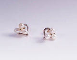 Cluster Pearl Sterling Silver Earrings: Handmade Bridal Jewelry