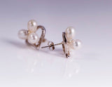 Cluster Pearl Sterling Silver Earrings: Handmade Bridal Jewelry