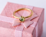 Gold peridot ring, Mothers Day Gift for her, handmade minimalist jewelry