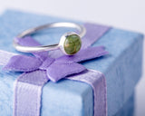 Peridot ring, sterling silver minimalist jewelry, handmade ring, August and September birthstone
