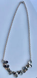 Sterling Silver Bib Necklace: Hammered Leaf Design, Matte & High Polish