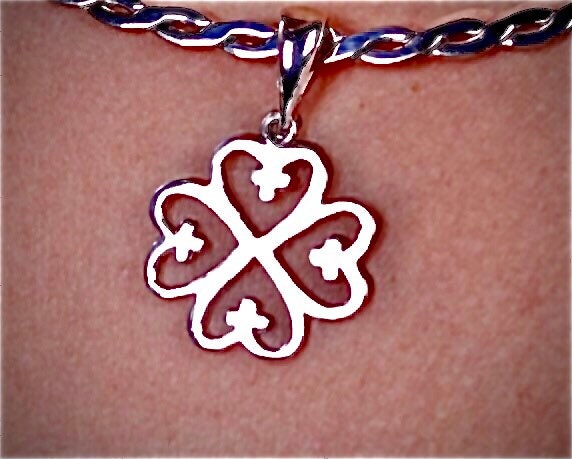 Nyame Dua Necklace, means Tree of God, Handmade Sterling silver Adinkra Pendant, represents the Sacred spot