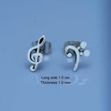 Music stud earrings, Treble and Bass Clef dainty earrings in opposite ears sterling silver handmade Chester Allen's unique music jewelry art