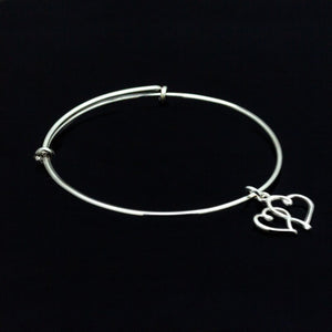 Heart charm bracelet, sterling silver hearts intertwined, minimalist jewelry, Mothers day gift for her