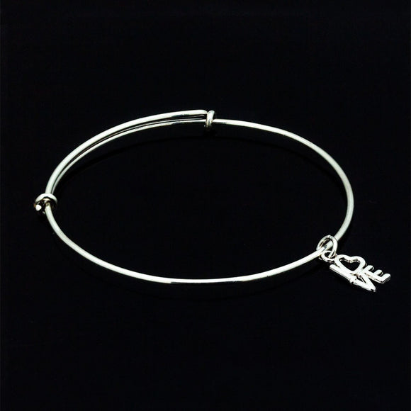 Love charm bracelet, sterling silver, handmade jewelry, Mothers Day Gift