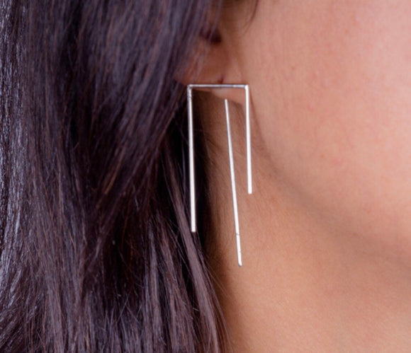 Abstract Trident earrings, Modern Earring, geometric post earrings, Artsy gift for her