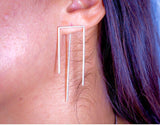 Sterling silver Abstract Trident earrings, Modern Earring, geometric post earrings, Artsy gift for her