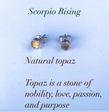 Genuine Topaz Stud Earrings: Sterling Silver November Birthstone