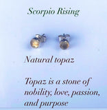 Natural topaz earrings, November gift