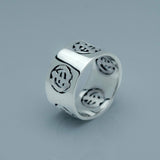 Sterling Silver Wide Band Ring: Ghanaian Gye Nyame Adinkra Symbol