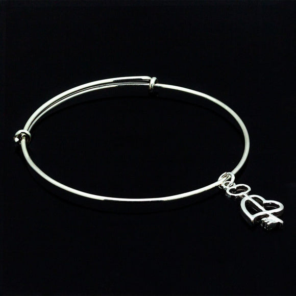 Heart charm bracelet, cupids arrow charm, handmade sterling silver jewelry, Mothers Day Gift