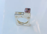 Amethyst square stackable ring, February birthstone,  gift for her