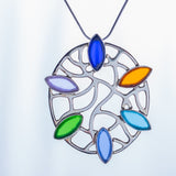 Sea glass necklace, sterling silver with multi colored beach glass, handmade statement jewelry