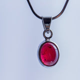 Oval Garnet post earring and necklace set, sterling silver, January birthstone, Birthday gift for her, Red Gemstone Jewelry set