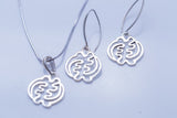 Sterling Silver Gye Nyame Jewelry Set: Adinkra Pendant Necklace & Earrings