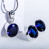 Silver Sapphire Jewelry Set: September Birthstone Necklace and Earrings