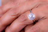 Amethyst solitaire ring, Purple faceted crystal ring, Gift for her, , February birthstone