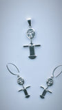 Akwaba Doll Necklace set, Silver fertility dolls, akua'ba jewelry gift
