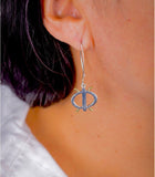Silver drop earrings, meaningful jewelry, Ghana and Akan culture, Adinkra symbol, Wawa Aba, gift for toughness, recovery, strength