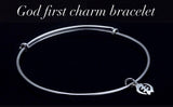 Charm bracelet, God first, Gye Nyame dainty charm, adjustable charm bracelet