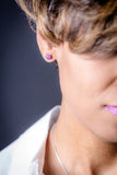 Amethyst Crystal Stud Earrings: Sterling Silver, February Birthstone