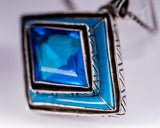 Unique Statement Necklace, One of a kind jewelry gift, Blue gemstone, chunky sterling silver handmade pendant, Special gift for her