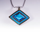 Unique Statement Necklace, One of a kind jewelry gift, Blue gemstone, chunky sterling silver handmade pendant, Special gift for her
