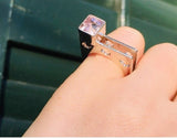 Amethyst square stackable ring, February birthstone,  gift for her