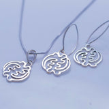 Sterling Silver Gye Nyame Jewelry Set: Adinkra Pendant Necklace & Earrings
