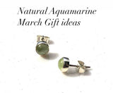 Single stud earrings, March Birthday gift, Aquamarine stud earrings, round green post sweet earring, self love, healing, gift