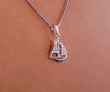 Silver Helm necklace, Nautical gift, sterling silver pirate ship steering wheel with anchor pendant