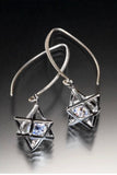 Sparkling chemistry earrings, science gift for her, silver dainty dangles, graduation gift