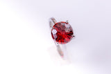 Sterling Silver Red Crystal Ring: Faceted Solitaire
