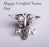 Registered Nurse Pin: Silver Caduceus RN Medical Jewelry