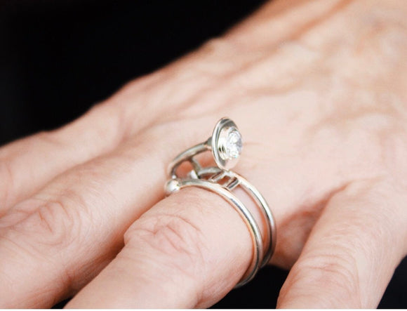 Music themed ring, Gift for Trombone player,  silver handmade statement ring, New Orleans jewelry, Jazz inspired, horn section gift