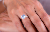 Aquamarine color ring, March birthday gift, Pisces gift for her, blue crystal solitaire ring